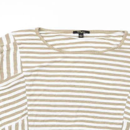 eypio Womens Beige Striped  Basic Polo Size L