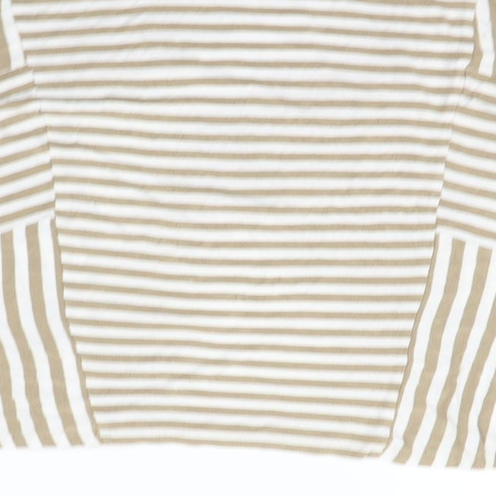 eypio Womens Beige Striped  Basic Polo Size L