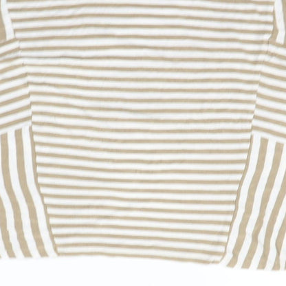 eypio Womens Beige Striped  Basic Polo Size L