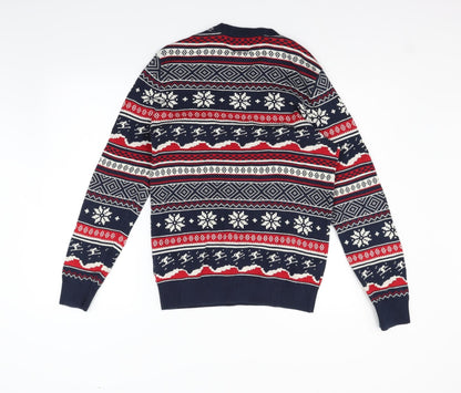 H&M Womens Blue Geometric  Pullover Jumper Size S