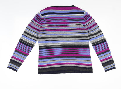 Gerry Weber Womens Blue Striped  Pullover Jumper Size M