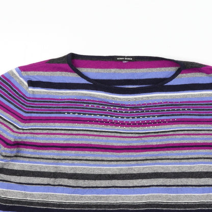 Gerry Weber Womens Blue Striped  Pullover Jumper Size M