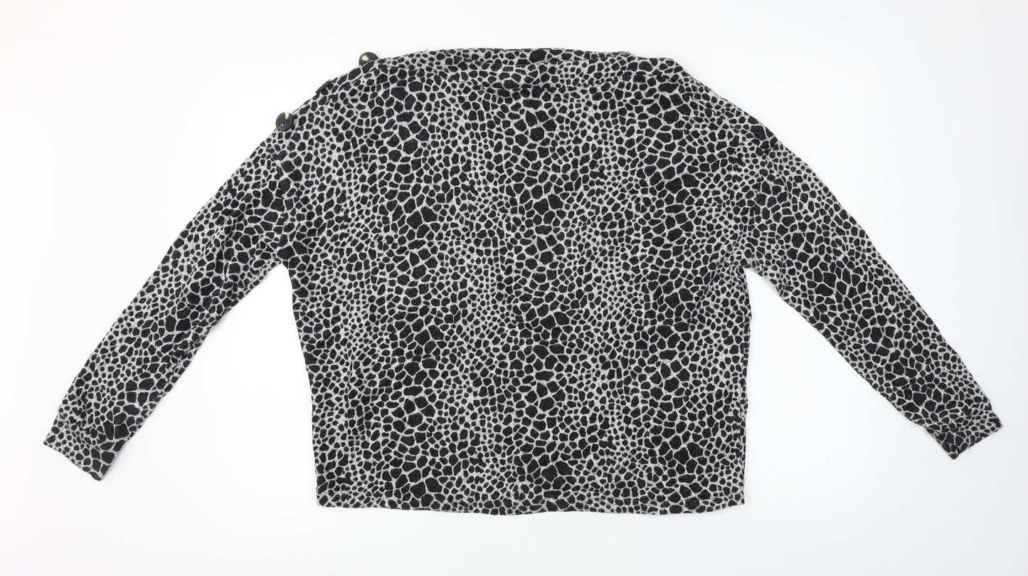 Dorothy Perkins  Womens Black Animal Print  Pullover Jumper Size 12