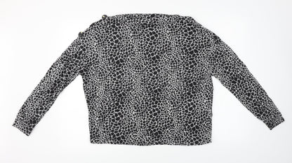 Dorothy Perkins  Womens Black Animal Print  Pullover Jumper Size 12