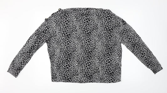 Dorothy Perkins  Womens Black Animal Print  Pullover Jumper Size 12