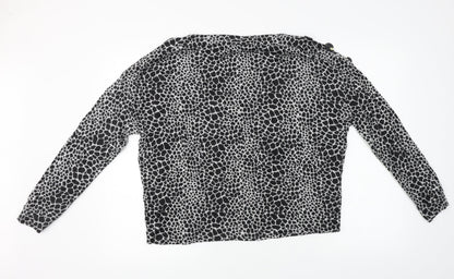 Dorothy Perkins  Womens Black Animal Print  Pullover Jumper Size 12