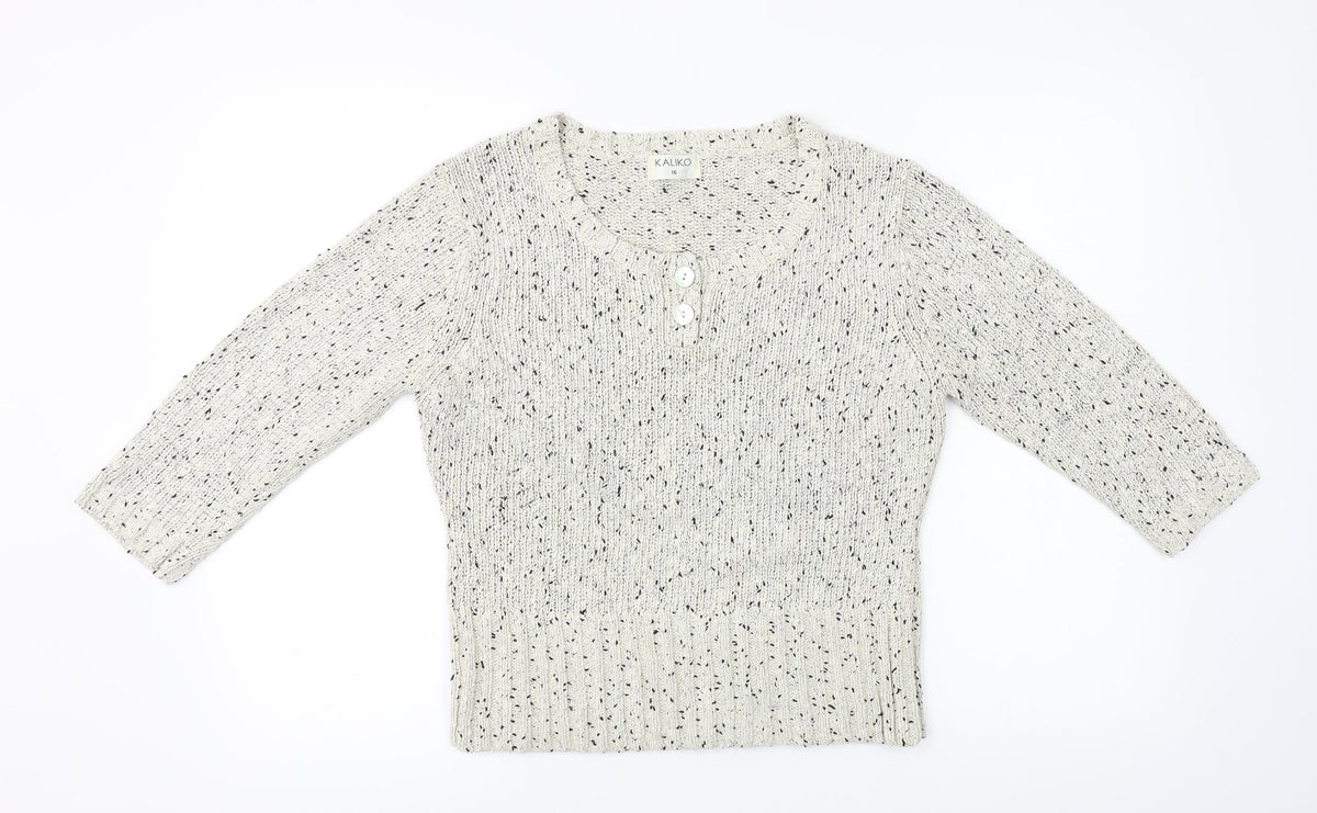 Additional front view of Kaliko women’s ivory jumper, size UK 16
