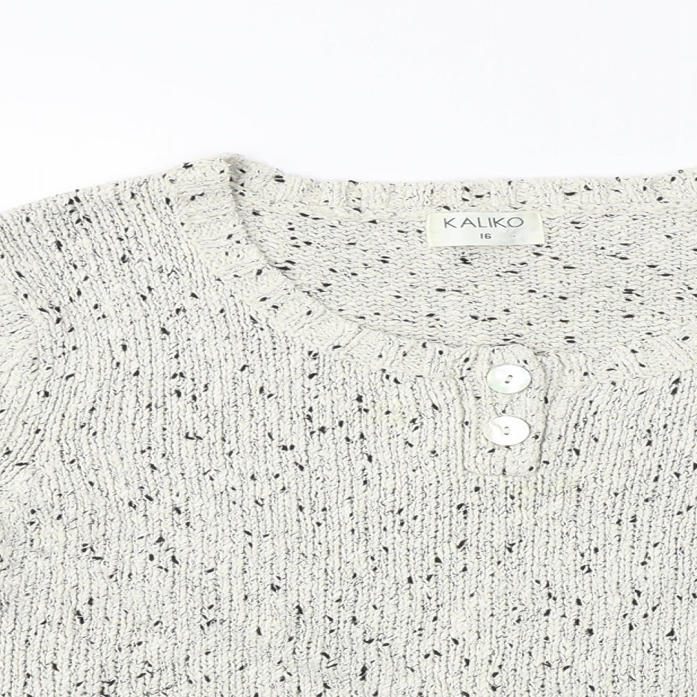 Close-up detail of Kaliko women’s ivory jumper, size UK 16