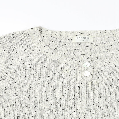 Close-up detail of Kaliko women’s ivory jumper, size UK 16