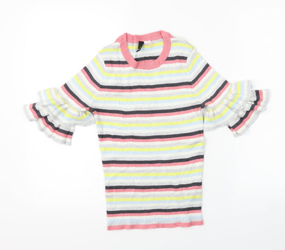 H&M  Womens White Striped  Pullover Jumper Size M