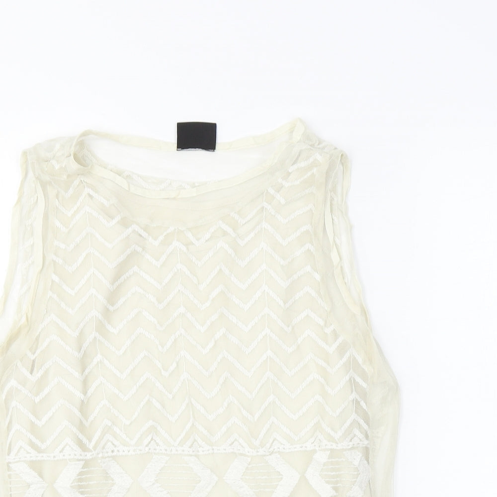 Womens UK Size S villa Beige Basic T-Shirt