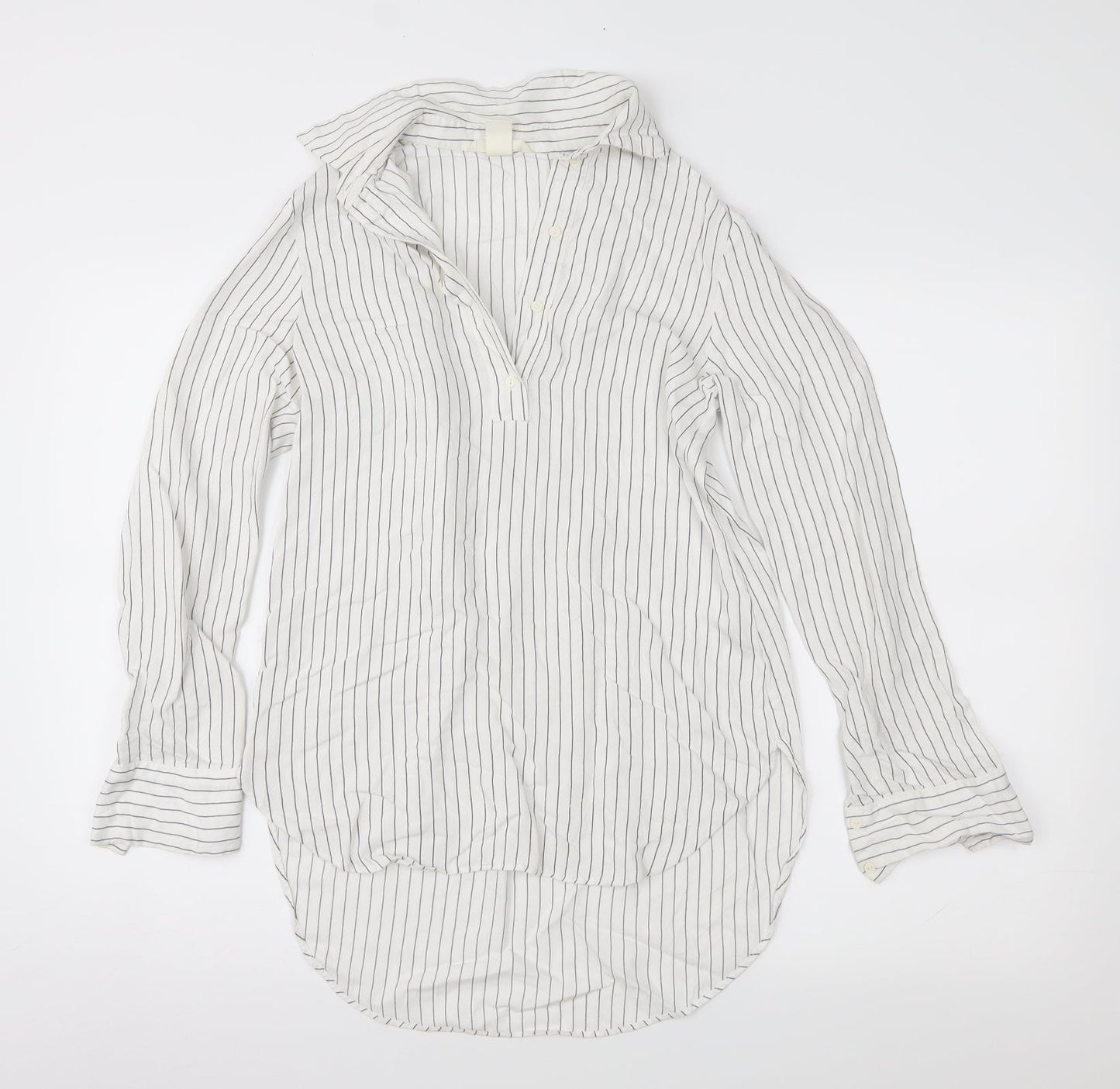 Womens UK Size 4 H&M White Basic Button-Up