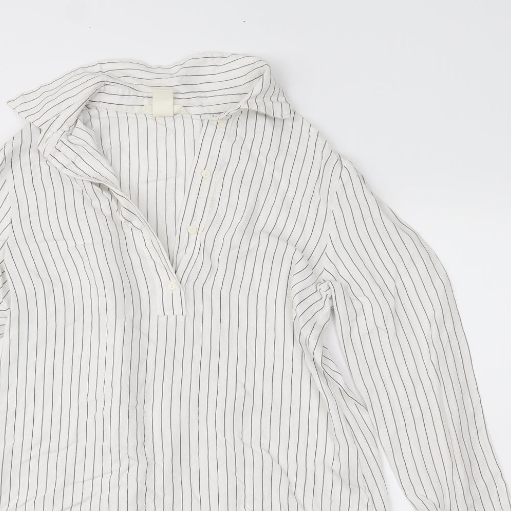 Womens UK Size 4 H&M White Basic Button-Up