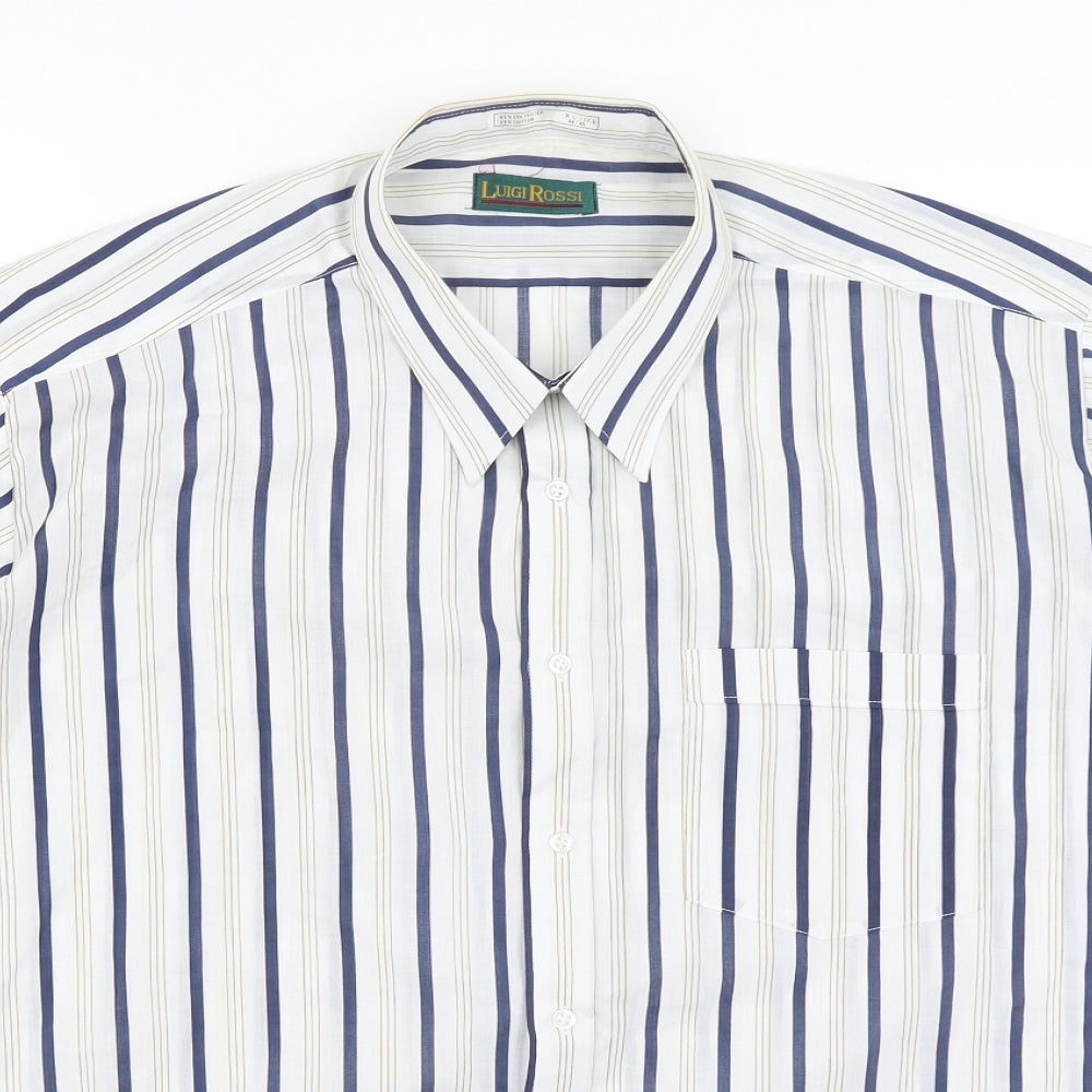 Mens UK Size XL Luigi Rossi White  Button-Up Long Sleeve Casual Shirt