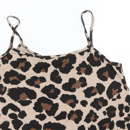 Boohoo Womens Brown Animal Print  Camisole Tank Size 8