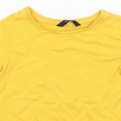 Close-up detail of George girls’ yellow basic t-shirt, size 3-4, years