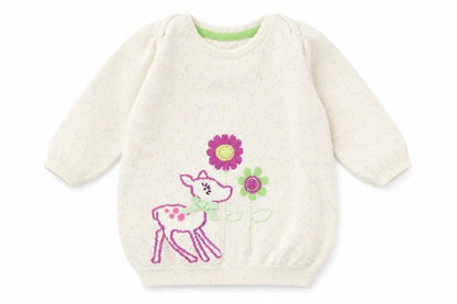 Front view of Marks & Spencer Baby Ivory jumper, size 0-3, Months - Deer