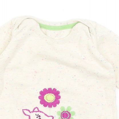 Close-up detail of Marks & Spencer Baby Ivory jumper, size 0-3, Months - Deer