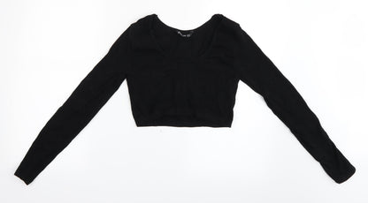 Womens UK Size XL Stradivarius Black Cropped T-Shirt
