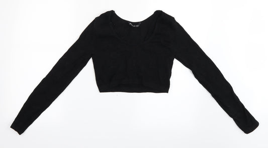 Womens UK Size XL Stradivarius Black Cropped T-Shirt