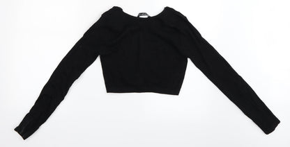 Womens UK Size XL Stradivarius Black Cropped T-Shirt