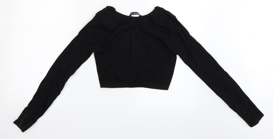 Womens UK Size XL Stradivarius Black Cropped T-Shirt