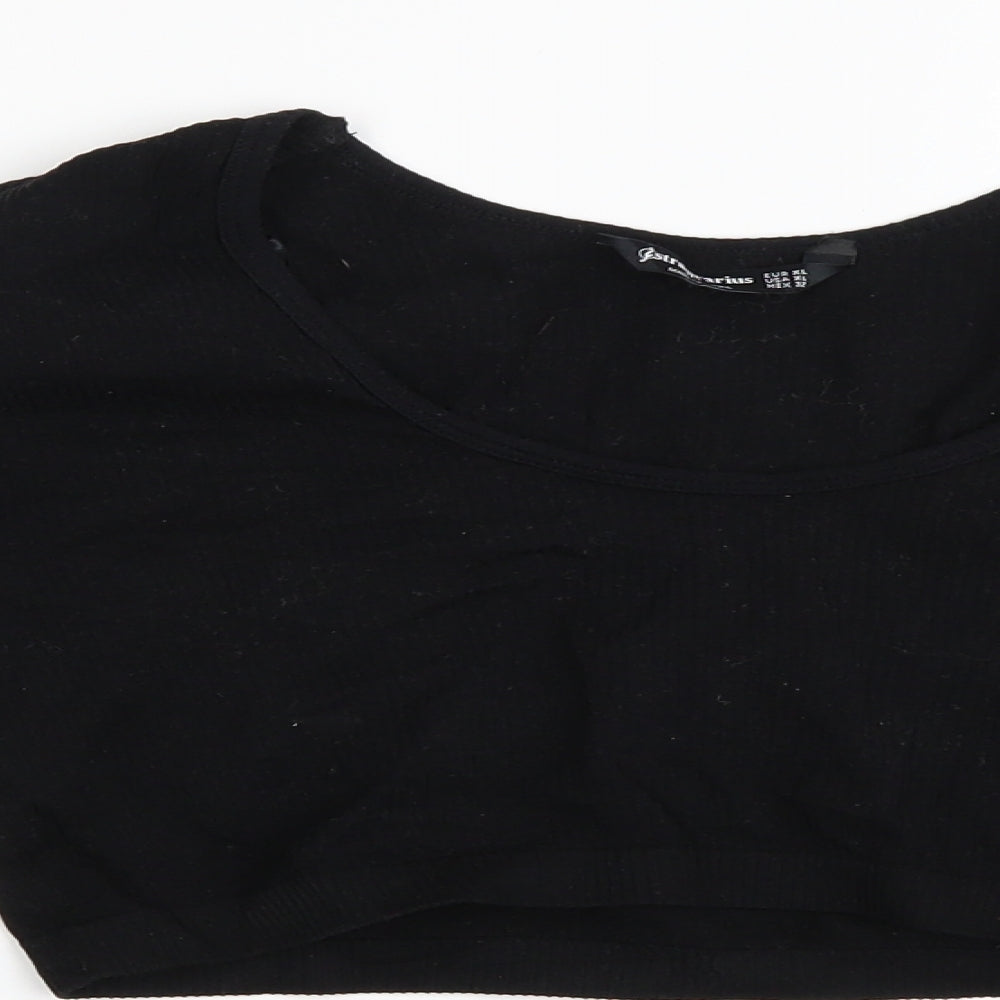 Womens UK Size XL Stradivarius Black Cropped T-Shirt