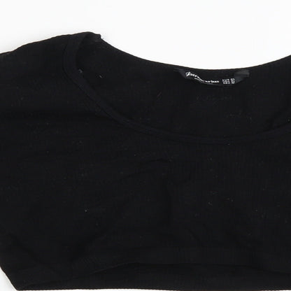 Womens UK Size XL Stradivarius Black Cropped T-Shirt