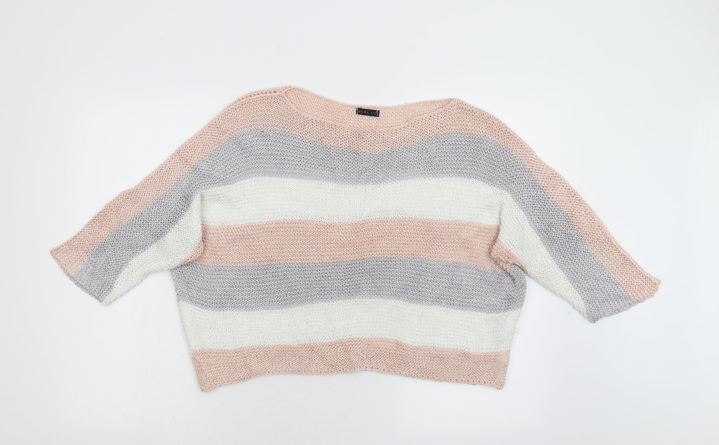 Nuna Lie Womens Multicoloured Striped Knit Pullover Jumper Size L  - Bat Wing