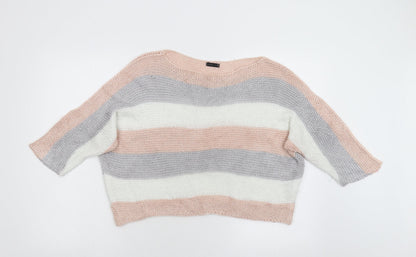 Nuna Lie Womens Multicoloured Striped Knit Pullover Jumper Size L  - Bat Wing