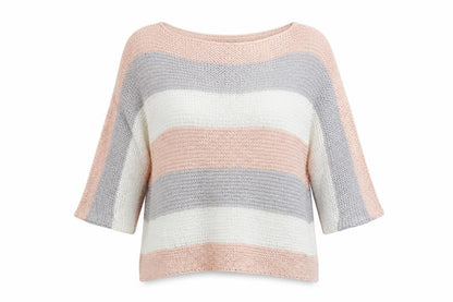 Nuna Lie Womens Multicoloured Striped Knit Pullover Jumper Size L  - Bat Wing