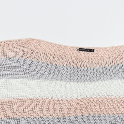 Nuna Lie Womens Multicoloured Striped Knit Pullover Jumper Size L  - Bat Wing