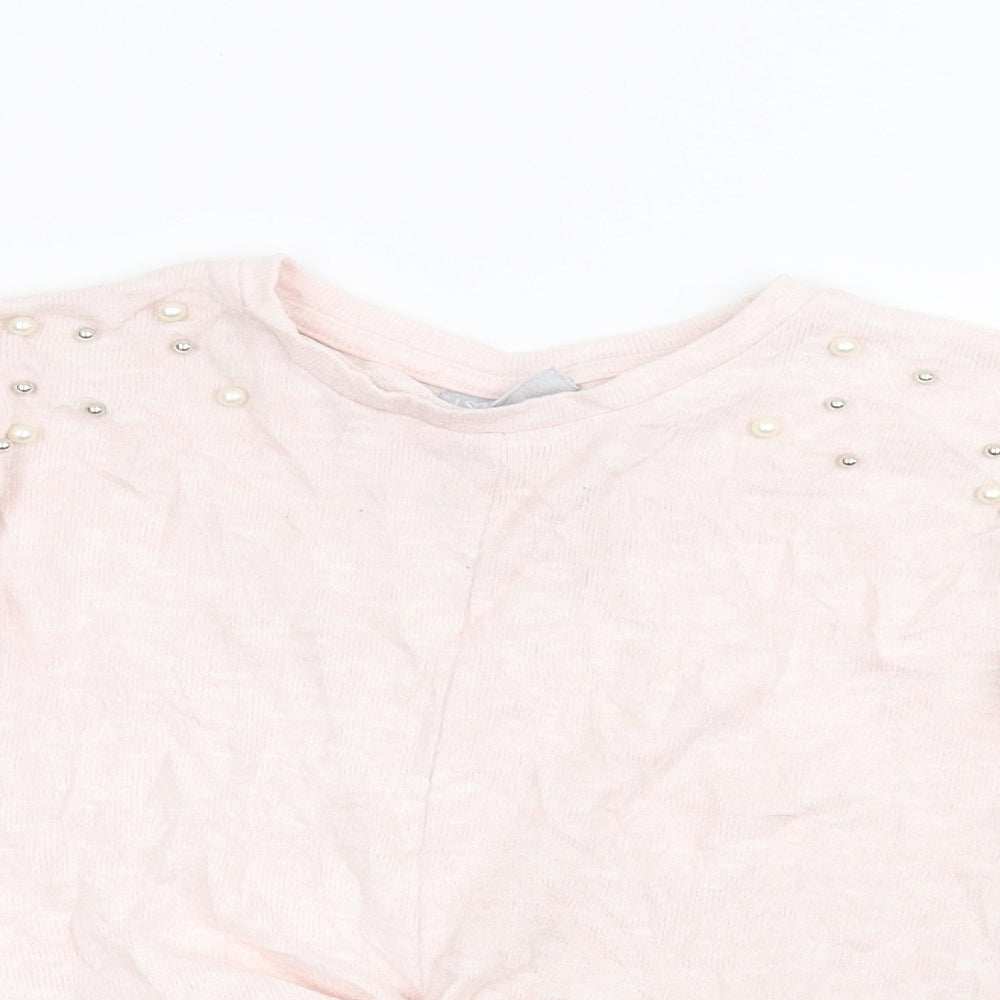 I Love Girlswear Girls Pink  Knit Pullover Jumper Size 9 Years