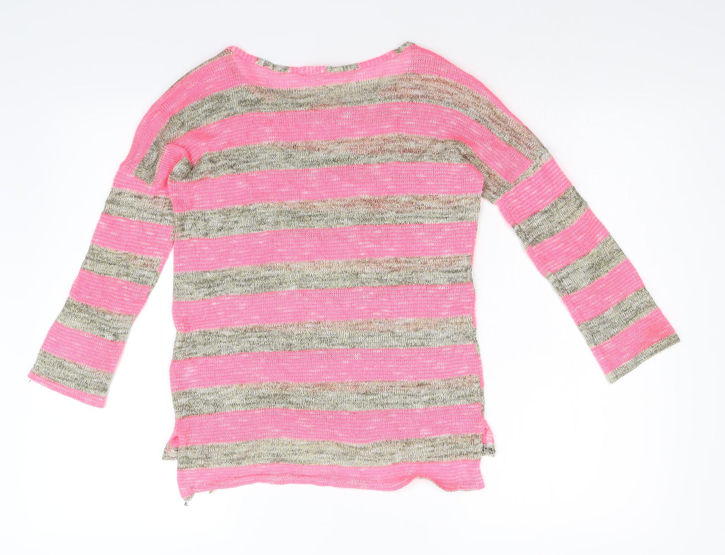 YD Girls Multicoloured Striped Knit Pullover Jumper Size 11-12 Years