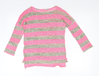 YD Girls Multicoloured Striped Knit Pullover Jumper Size 11-12 Years