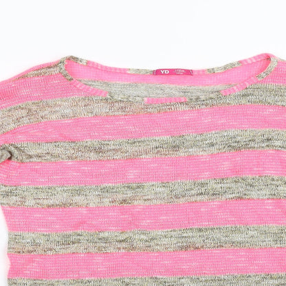 YD Girls Multicoloured Striped Knit Pullover Jumper Size 11-12 Years
