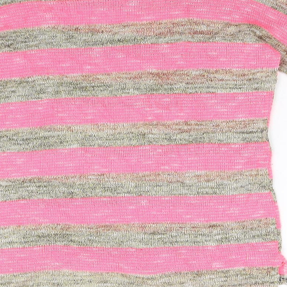YD Girls Multicoloured Striped Knit Pullover Jumper Size 11-12 Years