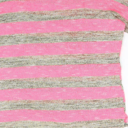 YD Girls Multicoloured Striped Knit Pullover Jumper Size 11-12 Years