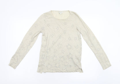 Monsoon Womens Beige Geometric Knit Pullover Jumper Size S