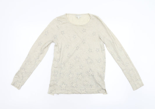 Monsoon Womens Beige Geometric Knit Pullover Jumper Size S