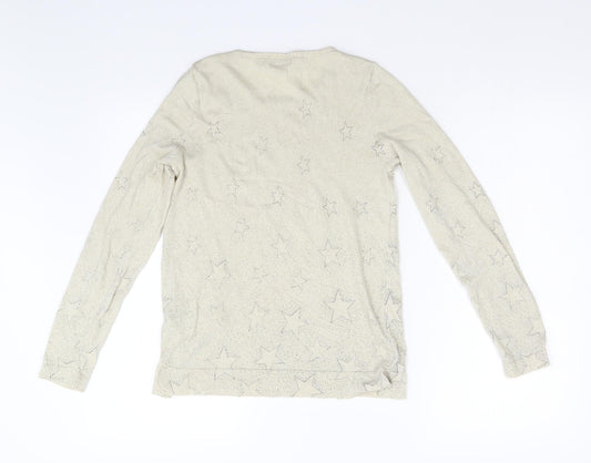 Monsoon Womens Beige Geometric Knit Pullover Jumper Size S