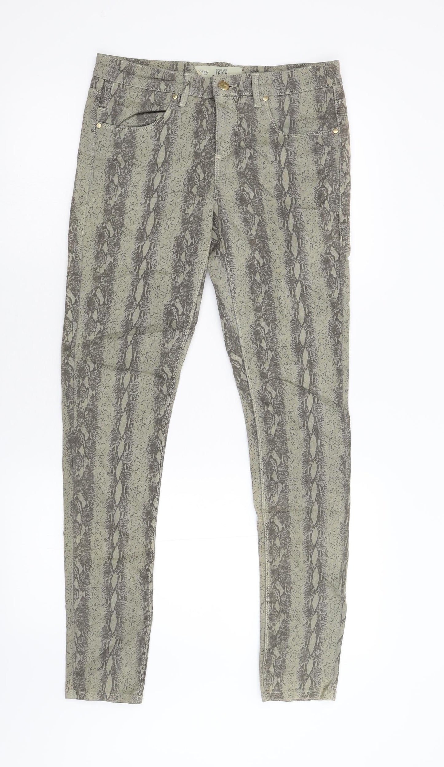Topshop Womens Beige Animal Print  Trousers  Size 28 L30 in
