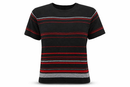 Jaqnique Womens Black Striped Knit Pullover Jumper Size M
