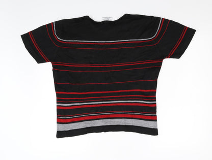 Jaqnique Womens Black Striped Knit Pullover Jumper Size M
