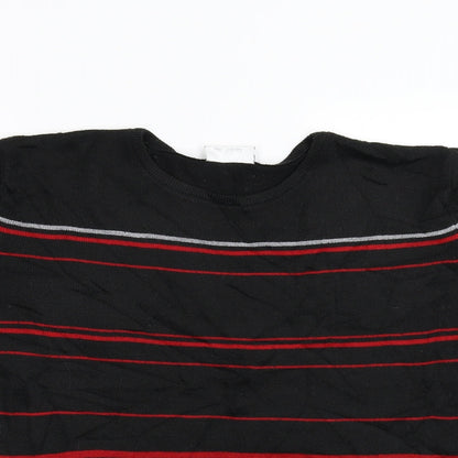 Jaqnique Womens Black Striped Knit Pullover Jumper Size M