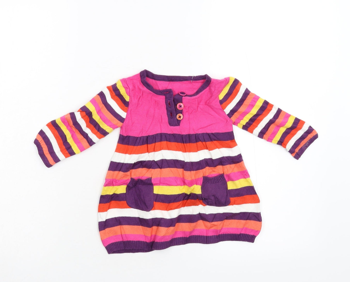 George Girls Multicoloured Striped Knit Fit & Flare  Size 3-6 Months