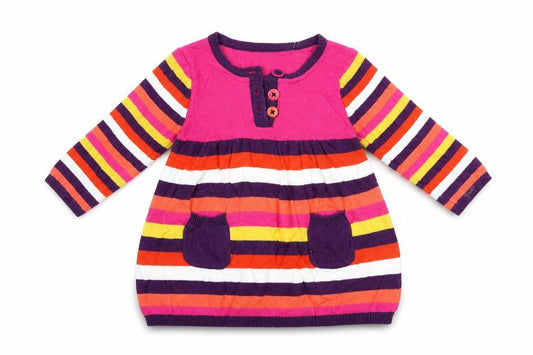 George Girls Multicoloured Striped Knit Fit & Flare  Size 3-6 Months