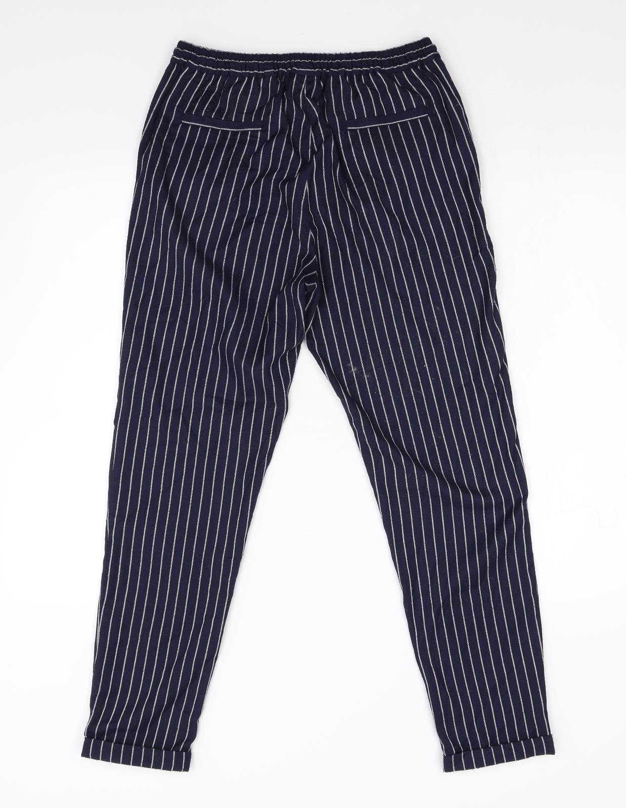 Jovanna Womens Blue Striped  Trousers  Size 8 L27 in