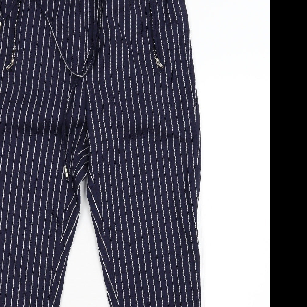 Jovanna Womens Blue Striped  Trousers  Size 8 L27 in