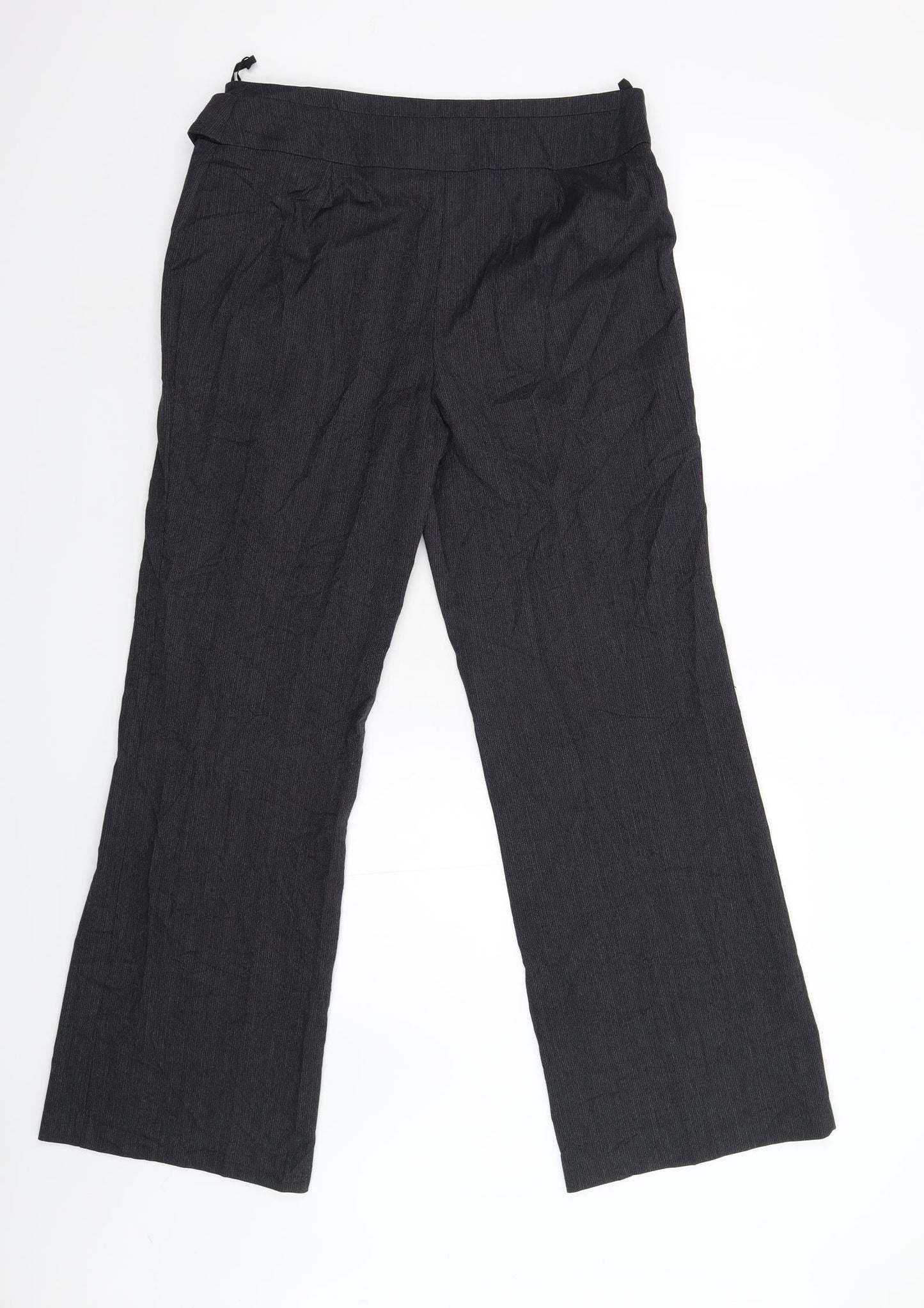 M&S Womens Black Striped  Trousers  Size 12 L30 in